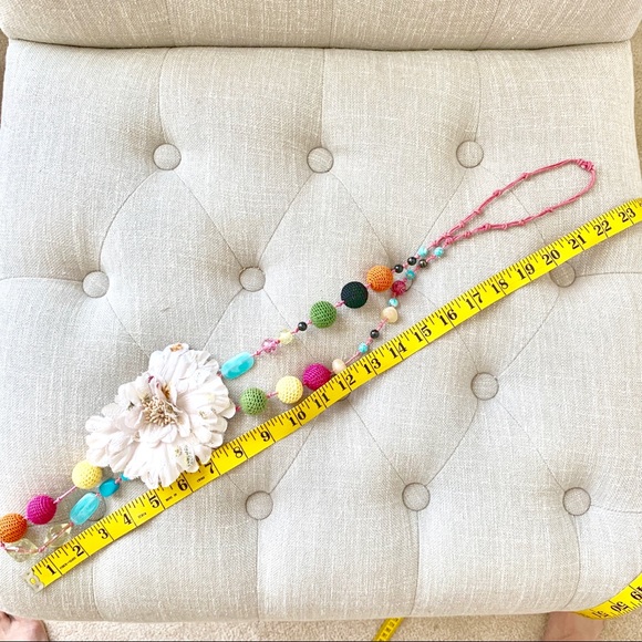 Handmade Beaded with flower appliqué necklace - Picture 6 of 6